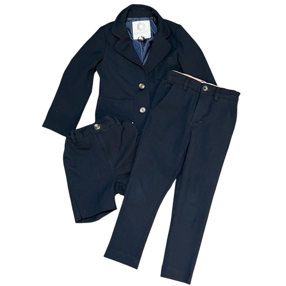 Coco Blanc Boys Suit Size 5 Navy Blue Pants & Shorts Jacket Wedding Formal - Picture 1 of 11